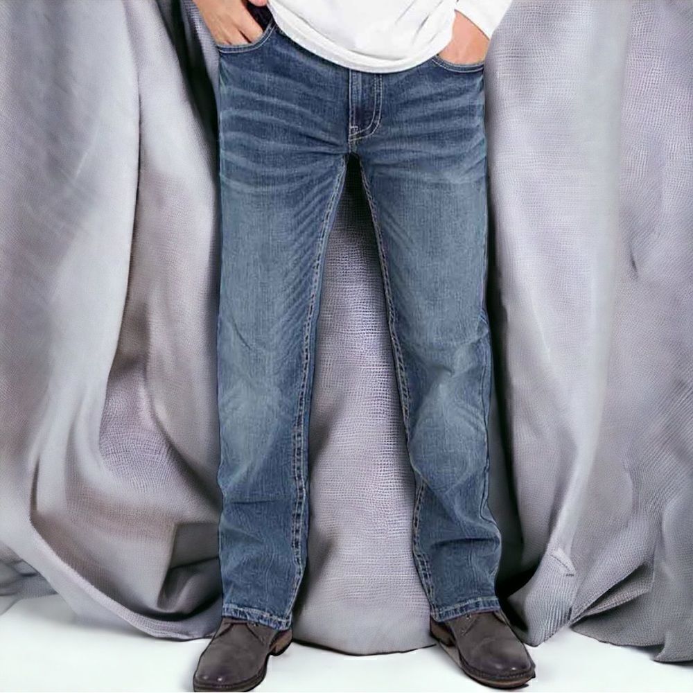 AXEL Men’s Straight Leg Whiskered Denim Jeans Size 36x32